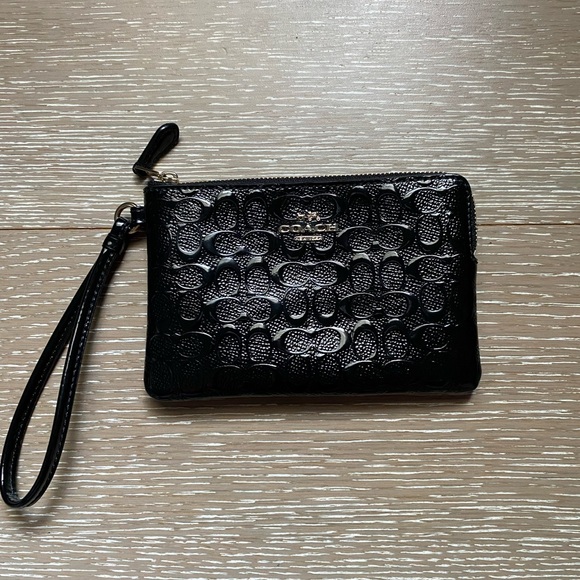 Coach Black Textured Wristlet - Picture 1 of 4